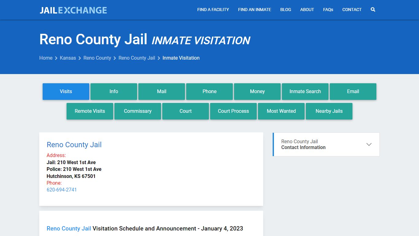 Inmate Visitation - Reno County Jail, KS - Jail Exchange